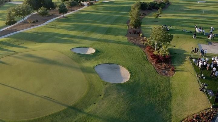 Aerial drone view of a golf course